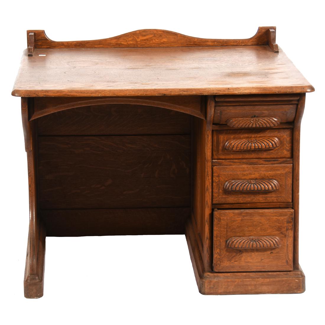 Deep Oak Office Desk: Deep Oak Office Desk, 30" X 36" X 30", Four Drawers