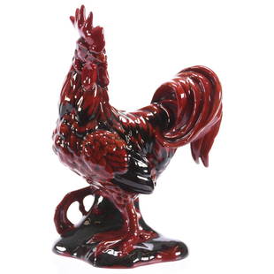 Figural Cockerel, Royal Doulton Flambe: Royal Doulton Flambe Figural Cockerel, 8.25" Limited Edition #61 of 250