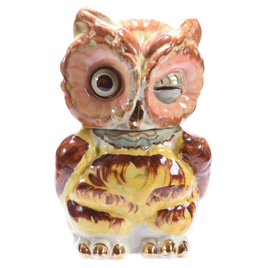 Cookie Jar, Shawnee Pottery, Winking Owl: Shawnee Pottery Winking Owl Cookie Jar, 11.5" Circa 1937, 1961