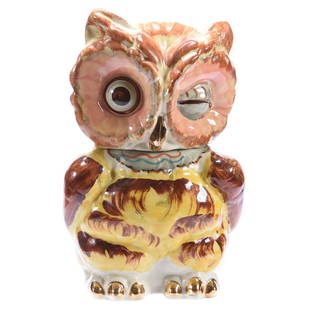 Cookie Jar, Shawnee Pottery, Winking Owl: Shawnee Pottery Winking Owl Cookie Jar, 11.5" Circa 1937, 1961