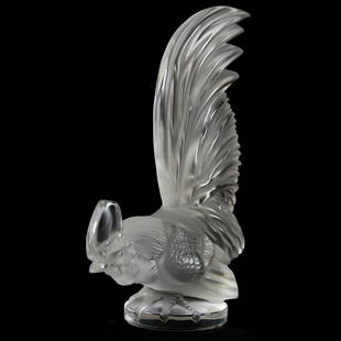 Rooster Figurine, Signed Lalique France: Rooster Figurine Signed Lalique France, 8.25"