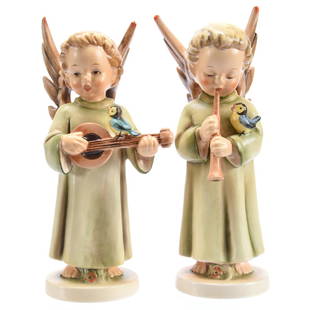 (2) Hummel Figurines: (2) Hummel Figurines; (1) #172/0 Festival Harmony Mandolin; (1) #173/0 Festival Harmony Flute, Both Have Hummel Mark #6