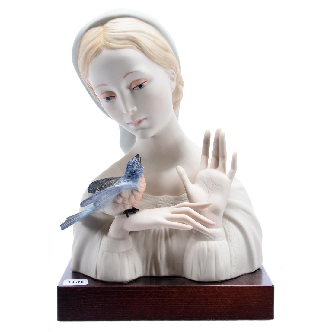 Madonna Bust with Bird, Marked Cybis: Marked Cybis Madonna Bust with Bird, 11.5" X 7.75" Delicate, Well Done, Good Condition