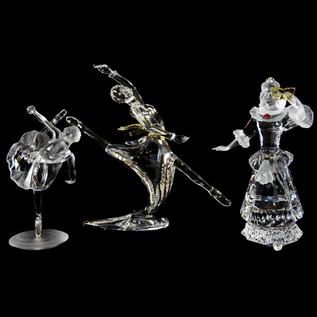 (3) Crystal Figurines, Swarovski: (3) Swarovski Crystal Figurines, New in Box; (1) Ballerina; (1); (Masquerade) Columbine; (1) Magic of Dance, Anna 2004