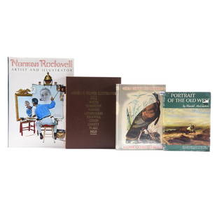 (4) Books, American Artists & Illustrators: (4) Books About American Artists & Illustrators; (1) Norman Rockwell Artist and Illustrator by Thomas S. Buechner, Copyright 1983; (1) America's Beloved Illustrators, Leather Bound Limited Edition