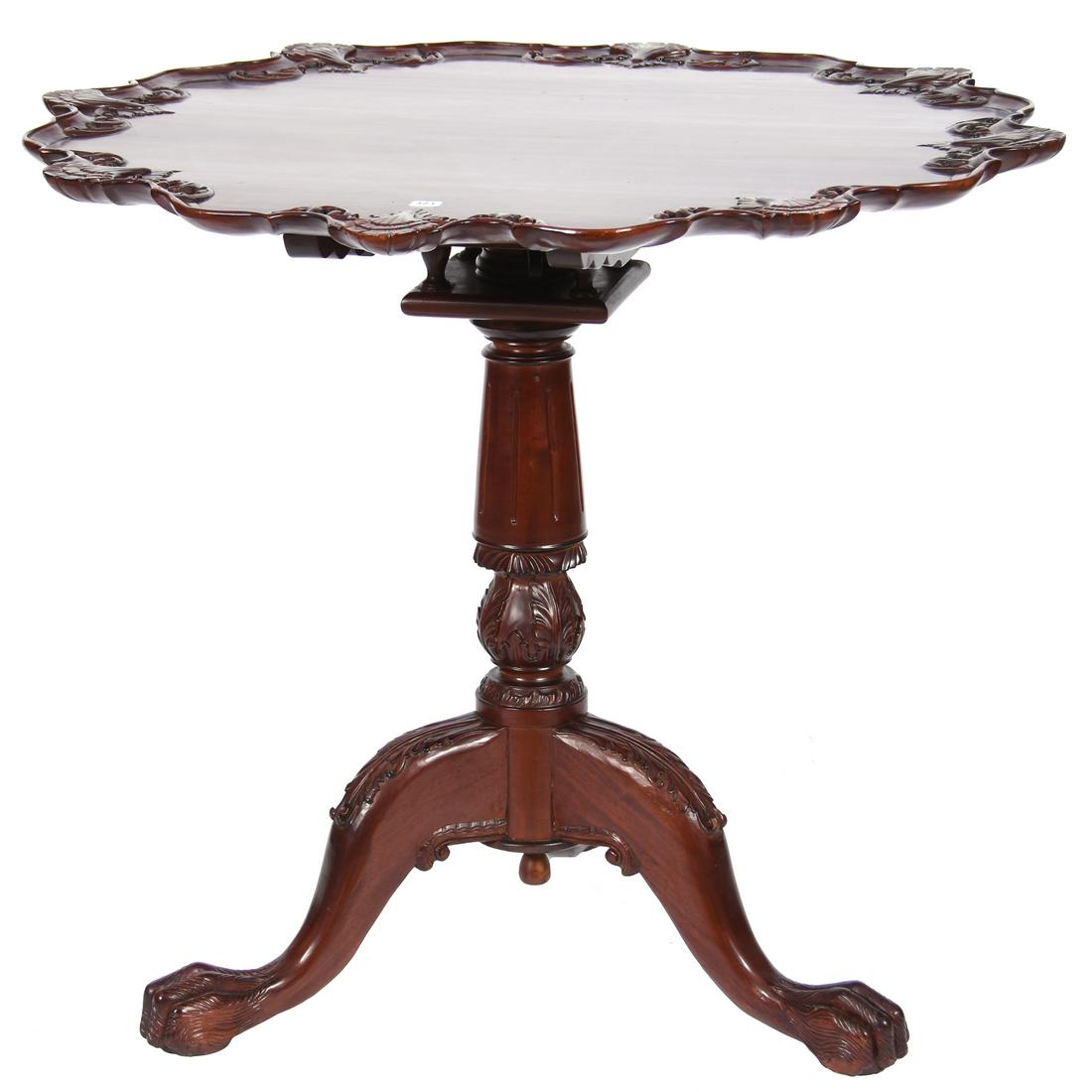 Mahogany Parlor Table: Mahogany Parlor Table with Removeable Top, 29" X 33" Three Carved Claw Feet, Scalloped Shell Border, Nice Quality