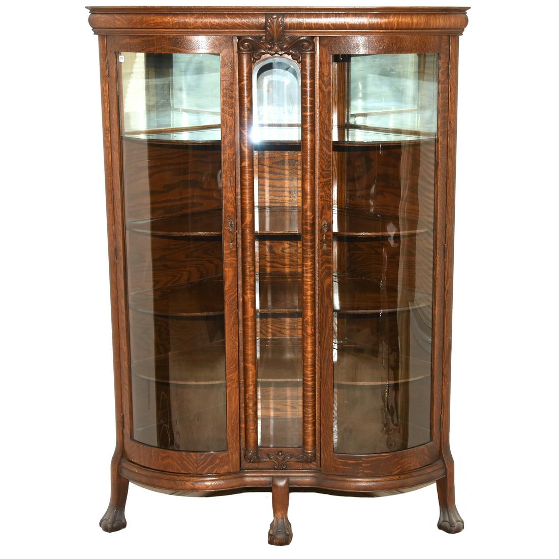 Oak Double Bow Front Corner Cabinet Sep 07 2019 Woody Auction