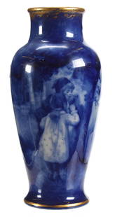 Vase, Marked Royal Doulton, Blue Children: Vase, Marked Royal Doulton, Blue Children 9.75" Scene of Boy & Girl Looking in Tree Hole; Circa 1900's, Don Dukeman Collection