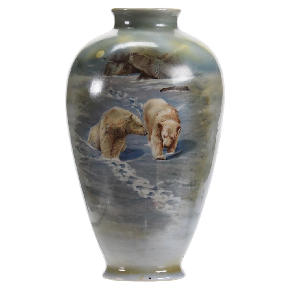 Vase, Marked Royal Bayreuth, Polar Bears: Vase, Marked Royal Bayreuth, Polar Bears 8.5" x 5" Rare Scene, Nice Quality; Circa 1900's, Don Dukeman Collection