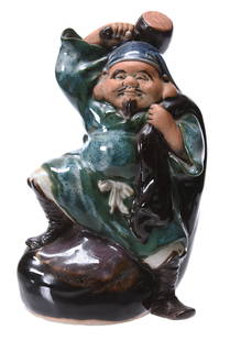 Mudman Figurine, Chinese Markings: Mudman Figurine, Chinese Markings, 6.25" Man Holding Mallet and Bag; Circa 1900, Margaret and the Late Joseph Karr Sr., Arkansas