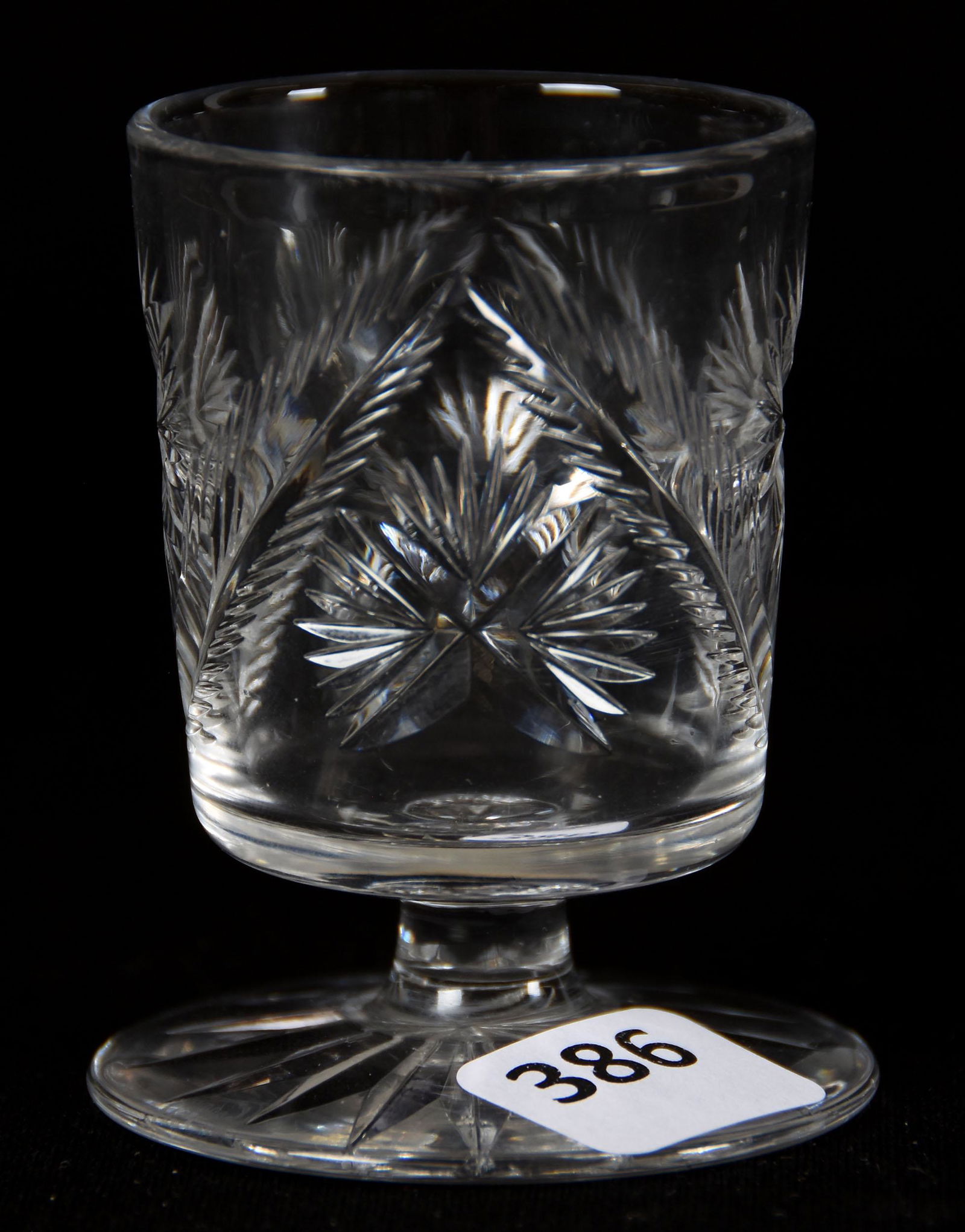 Pedestal Toothpick Holder, ABCG, Signed Libbey: Pedestal Toothpick Holder, ABCG, Signed Libbey, 2.75" Flashed Star & Fern Motif, Ray Cut Foot; Circa 1920's, Margaret and the Late Joseph Karr Sr., Arkansas