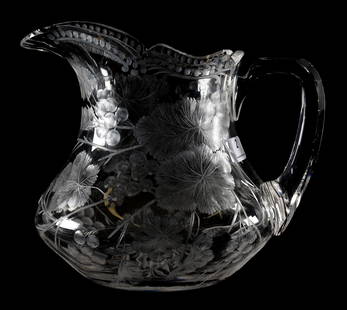 Cider Pitcher, Signed Sinclaire, Engraved Vintage: Cider Pitcher, Signed Sinclaire, Engraved Vintage, ABCG; 7.25" Nice quality; Rosemary Estes Estate, Washington