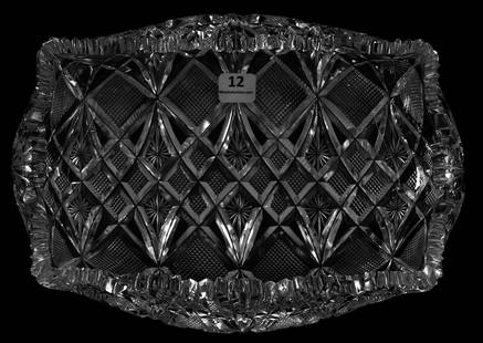 Blown Mold Bowl, Venetian Pattern by Straus: Blown Mold Bowl, Venetian Pattern by Straus, ABCG; 3" x 10" x 7" Fully cut pattern, unusual blown mold; Nice; Rosemary Estes Estate, Washington