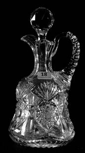 Bell Shaped Decanter, Electra Pattern by Straus: Bell Shaped Decanter, Electra Pattern by Straus, ABCG; 8.75" Double notched handle, ray base; Rosemary Estes Estate, Washington