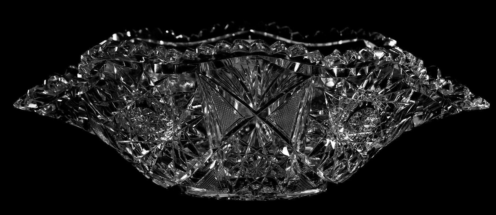Napoleon Hat Shaped Bowl, Mayflower by Clark: Napoleon Hat Shaped Bowl, Mayflower by Clark, ABCG; 4.5" x 13" x 9" Heavy blank, well cut; Sam & Becky Story Estate, Missouri