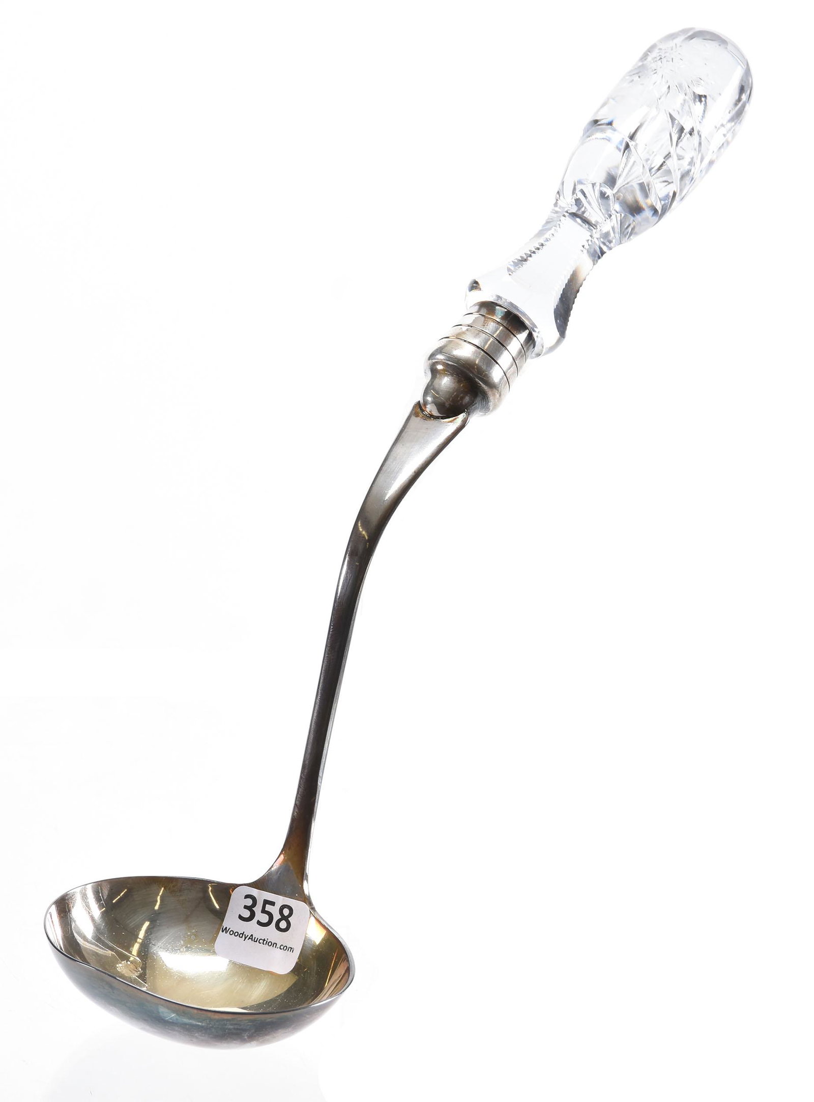 Ladle, Butterfly & Floral, Marked Pairpoint: Ladle, Butterfly & Floral, Marked Pairpoint, ABCG; 11" Silverplate dipper, cut handle; Sam & Becky Story Estate, Missouri