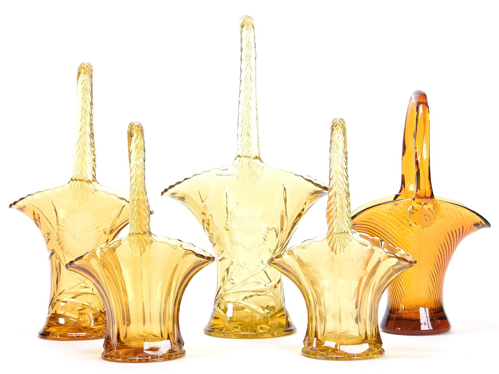 (5) Solid Amber Glass Baskets by Duncan Miller (1 of 7)