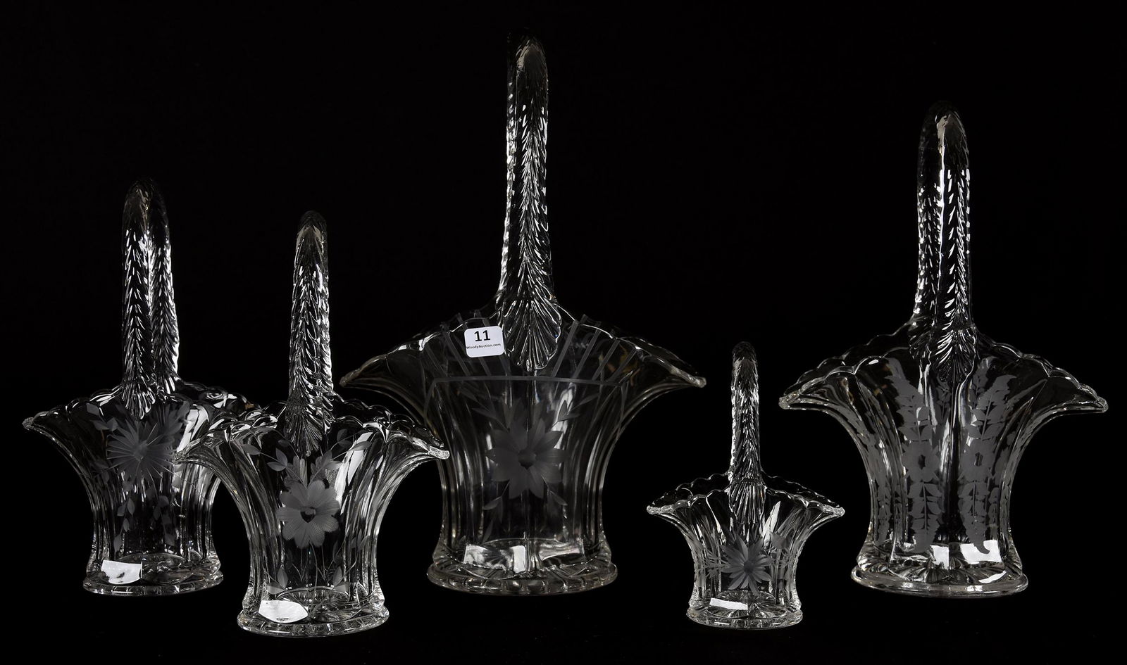 (5) Clear Glass Baskets by Duncan Miller, circa 1930 (1 of 7)