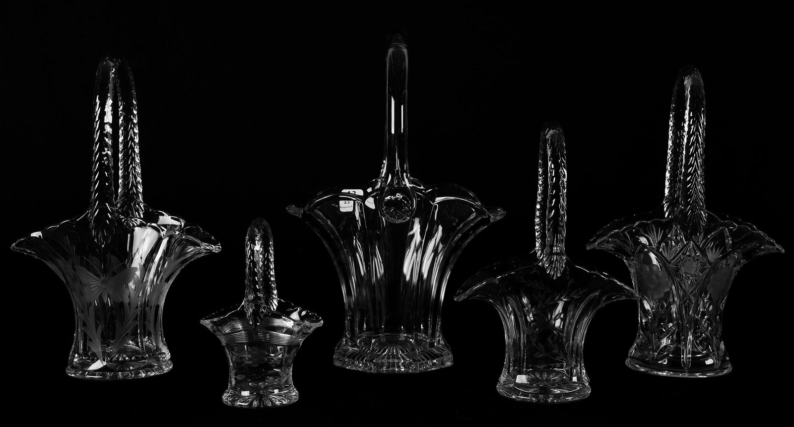 (5) Clear Glass Baskets by Duncan Miller, circa 1930 (1 of 6)