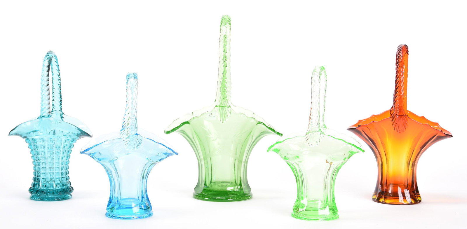 (5) Colored Glass Baskets attributed Duncan Miller (1 of 4)