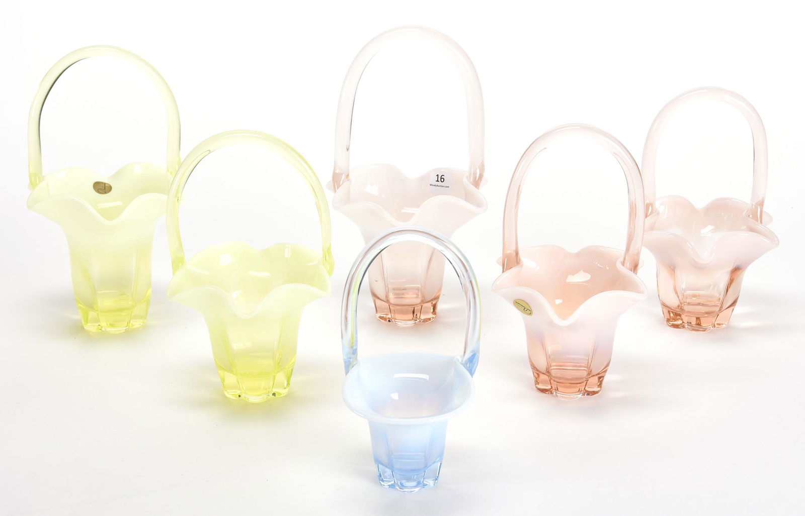 (6) Opalescent Art Glass Baskets by Duncan Miller (1 of 3)