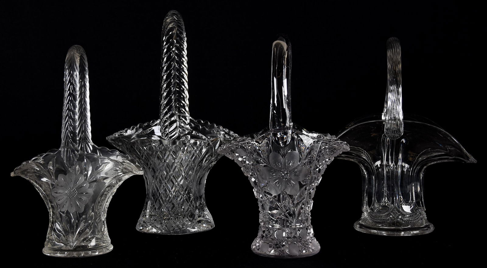 (4) Clear Glass Baskets, maker unknown (1 of 6)