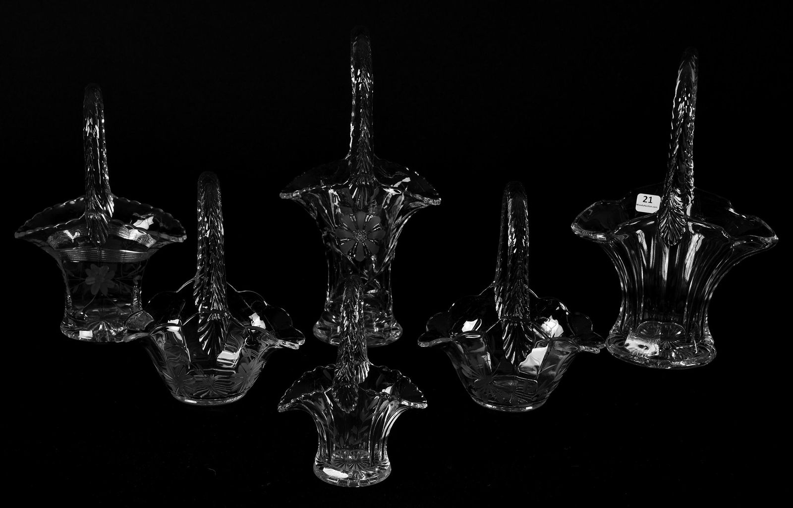 (6) Clear Glass Baskets by Duncan Miller, circa 1930 (1 of 7)