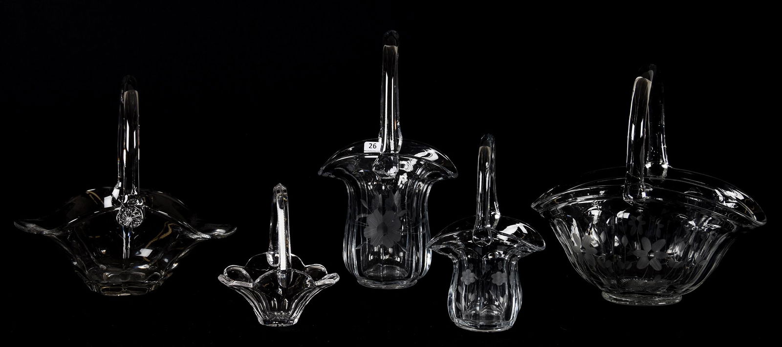 (5) misc. Clear Glass Baskets, various makers (1 of 5)