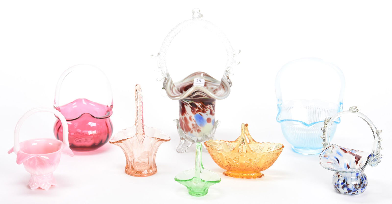 (8) Colored Art Glass Baskets - Various makers (1 of 3)