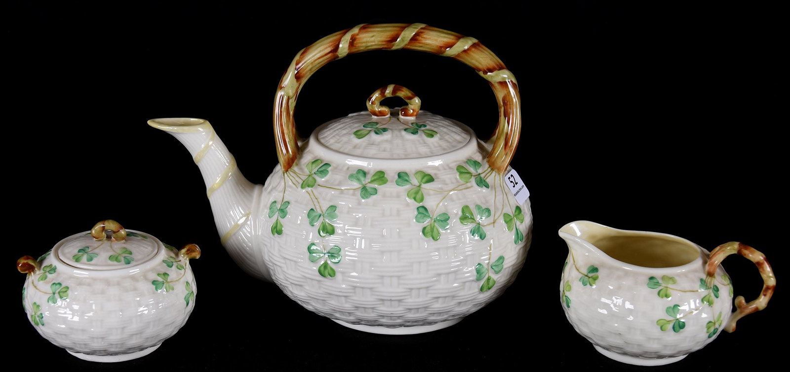 Irish Belleek Tea Set - Shamrock & Basketweave (1 of 3)