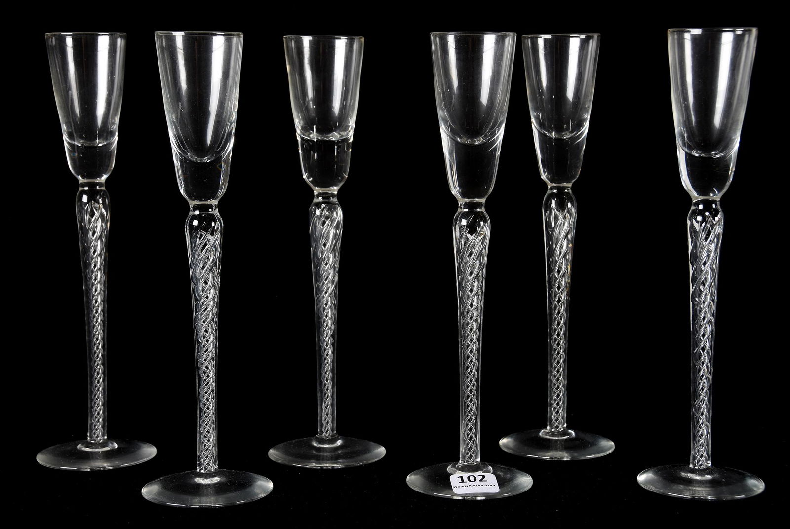 (6) Clear glass cordials, Air Twist stems (1 of 3)