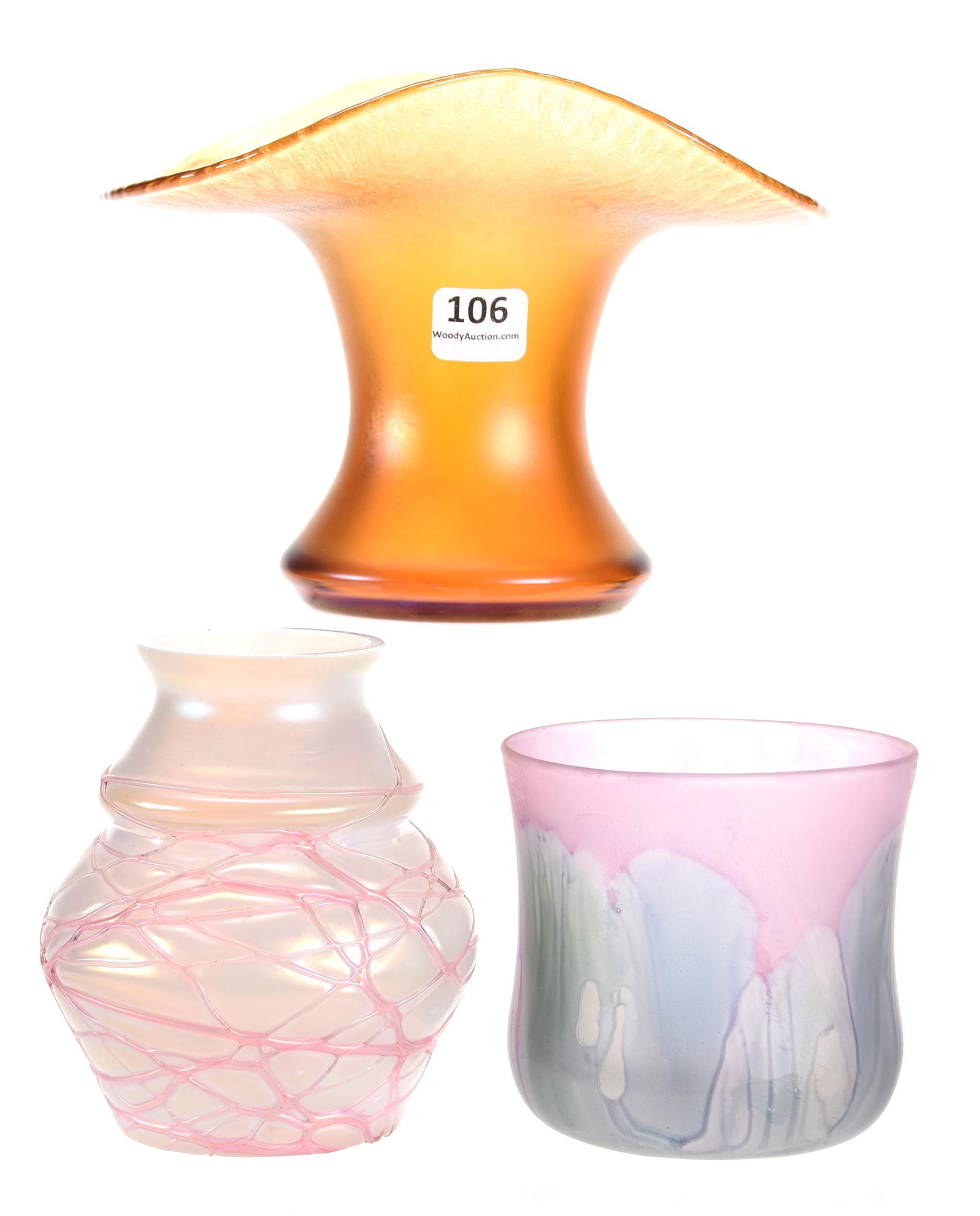 (3) Misc. art glass vases - various makers (1 of 3)