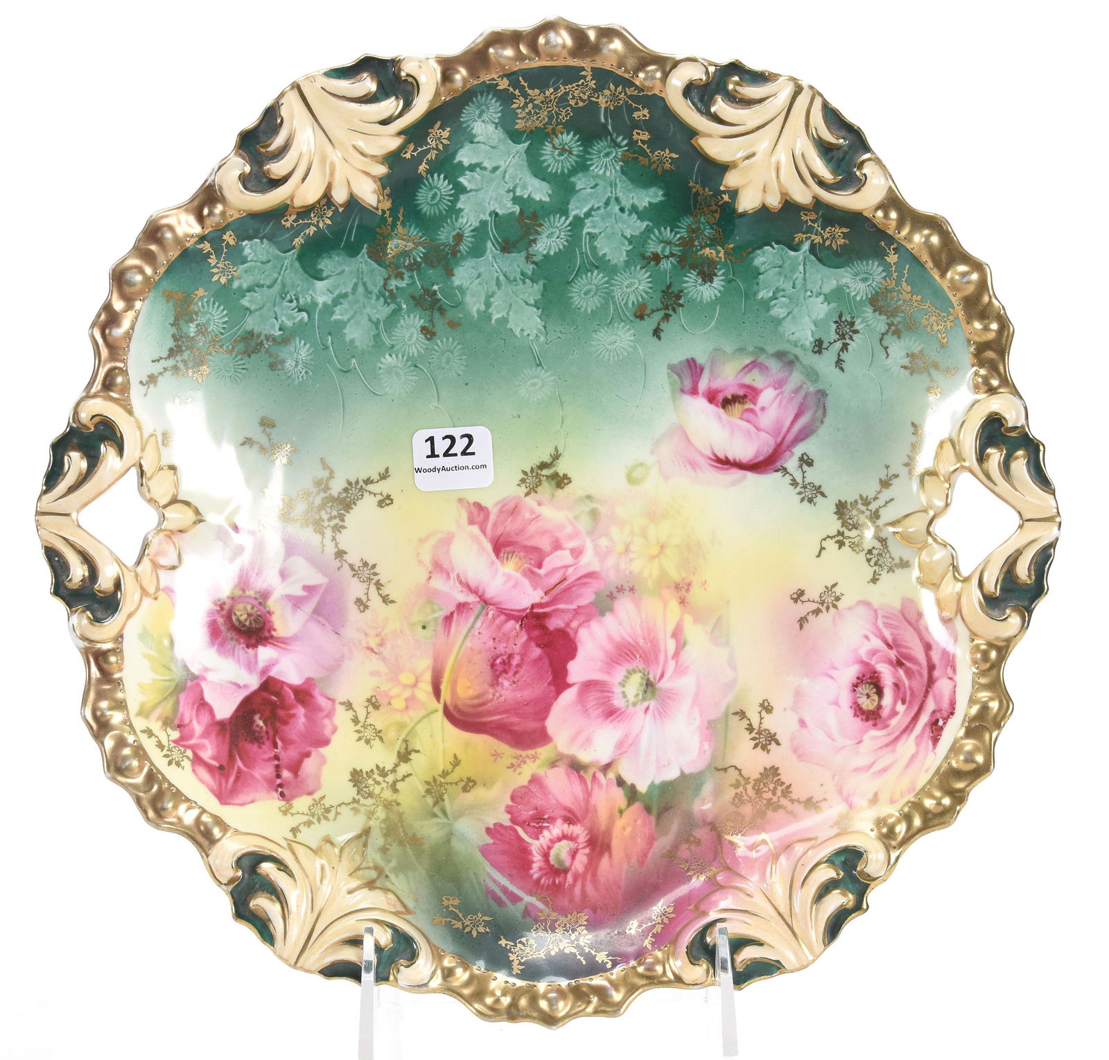 Cake plate, marked R.S. Prussia, Fleur De Lys mold (1 of 4)