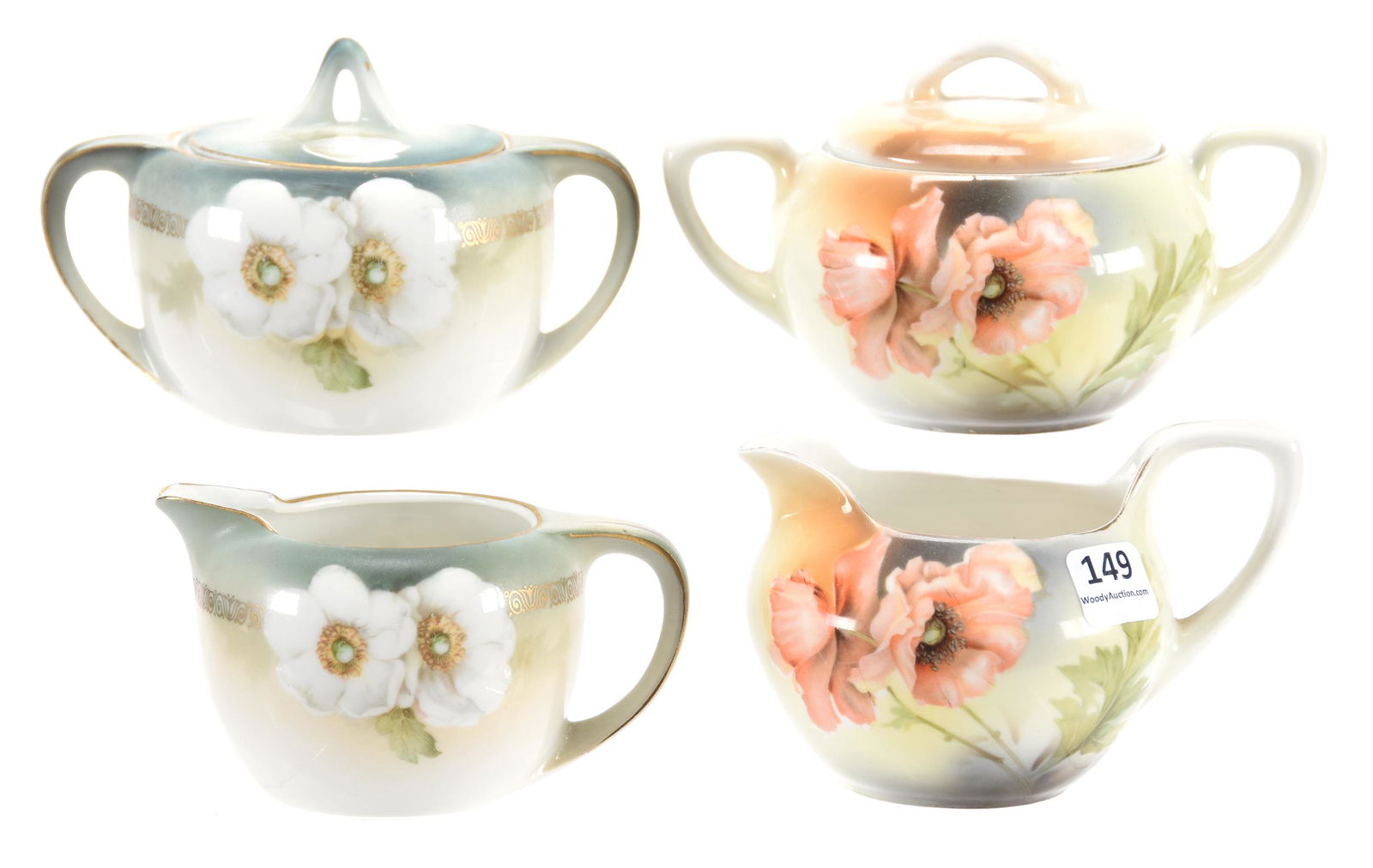 (2) Pair Prussia style Creamer & Sugar sets (1 of 3)