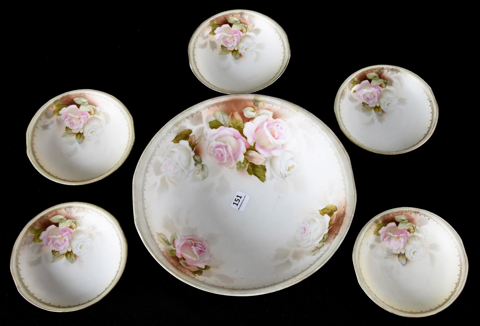 6 Piece Berry set, marked R.S. Prussia, satin finish (1 of 4)