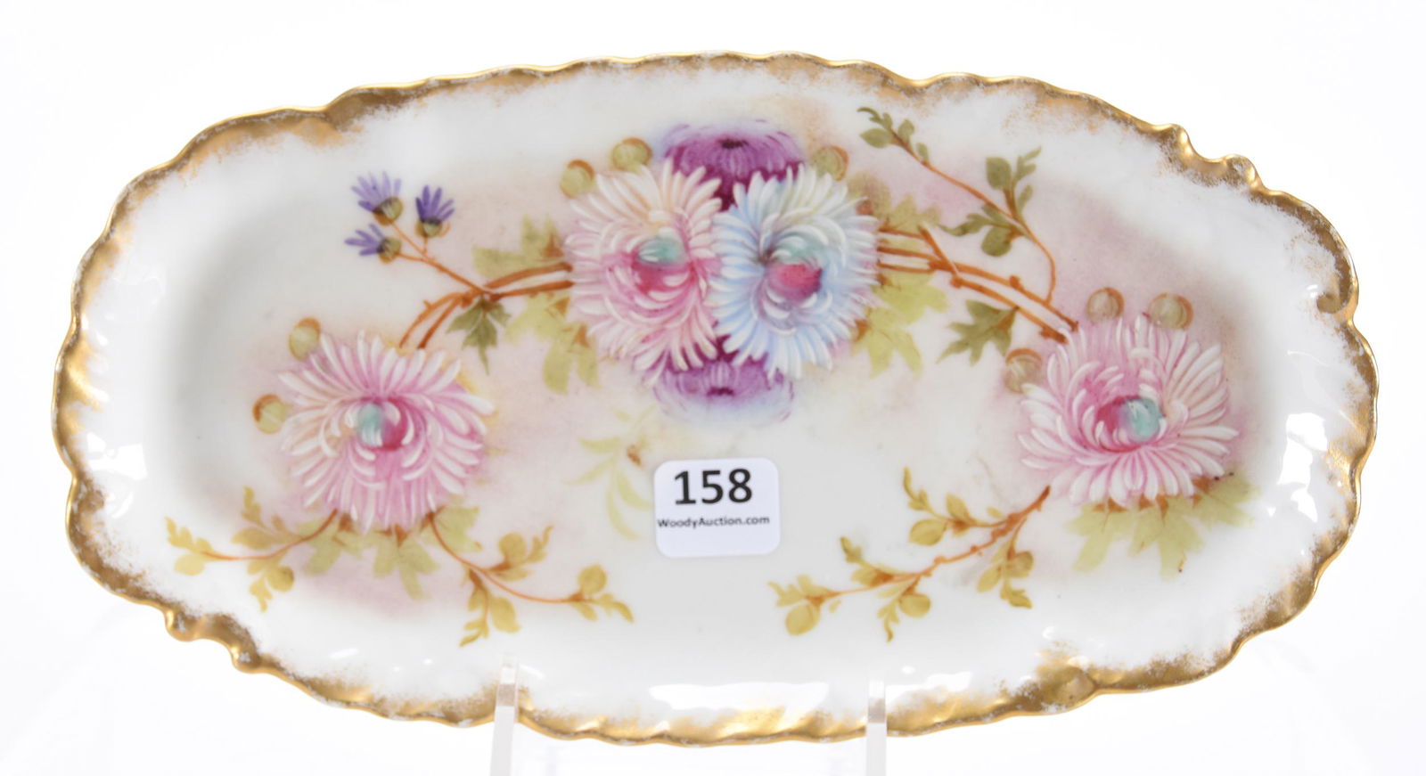 Pen tray, marked Limoges, Chrysanthemum decor (1 of 2)