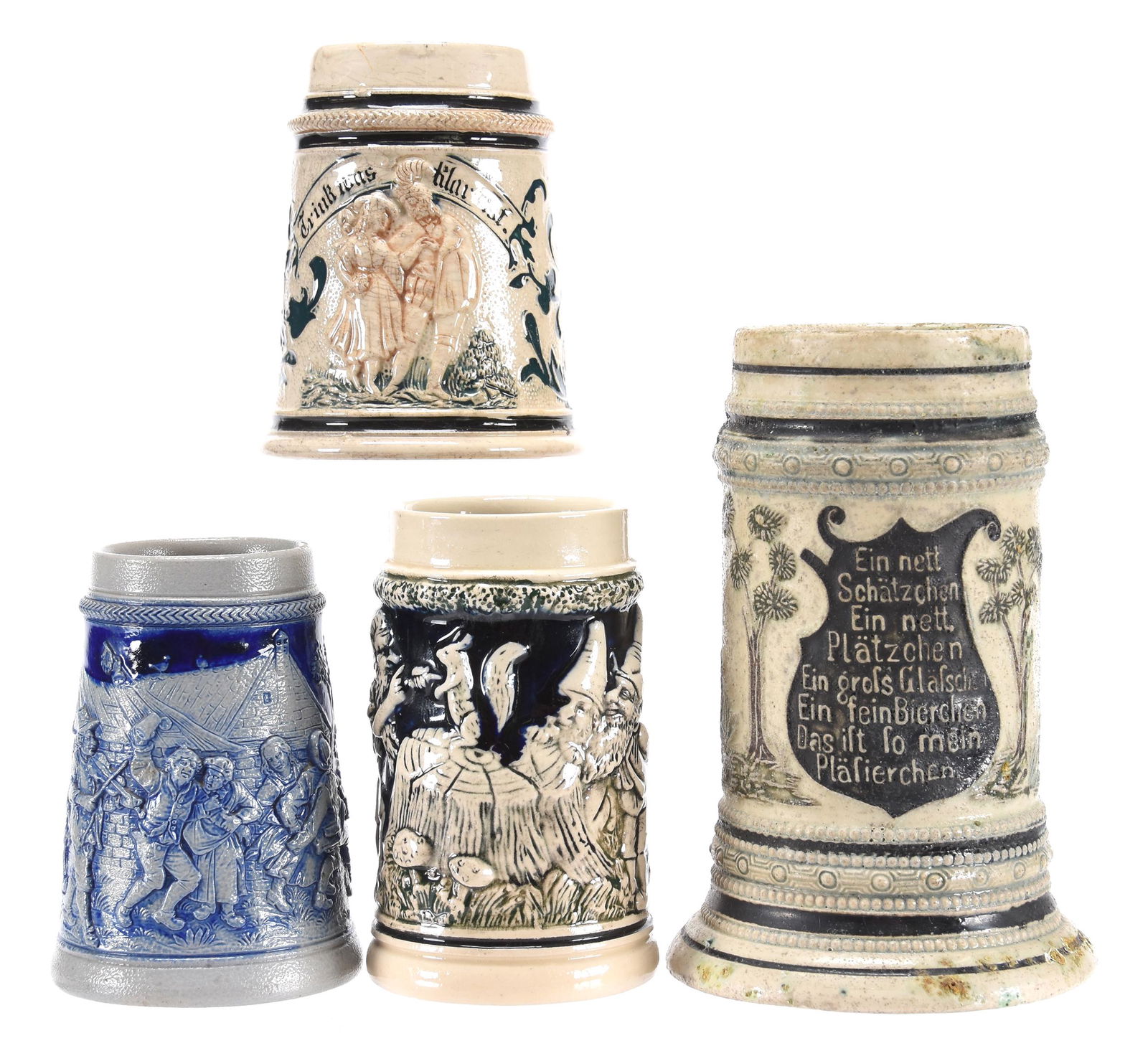 (4) Stoneware German steins, lidless (1 of 6)