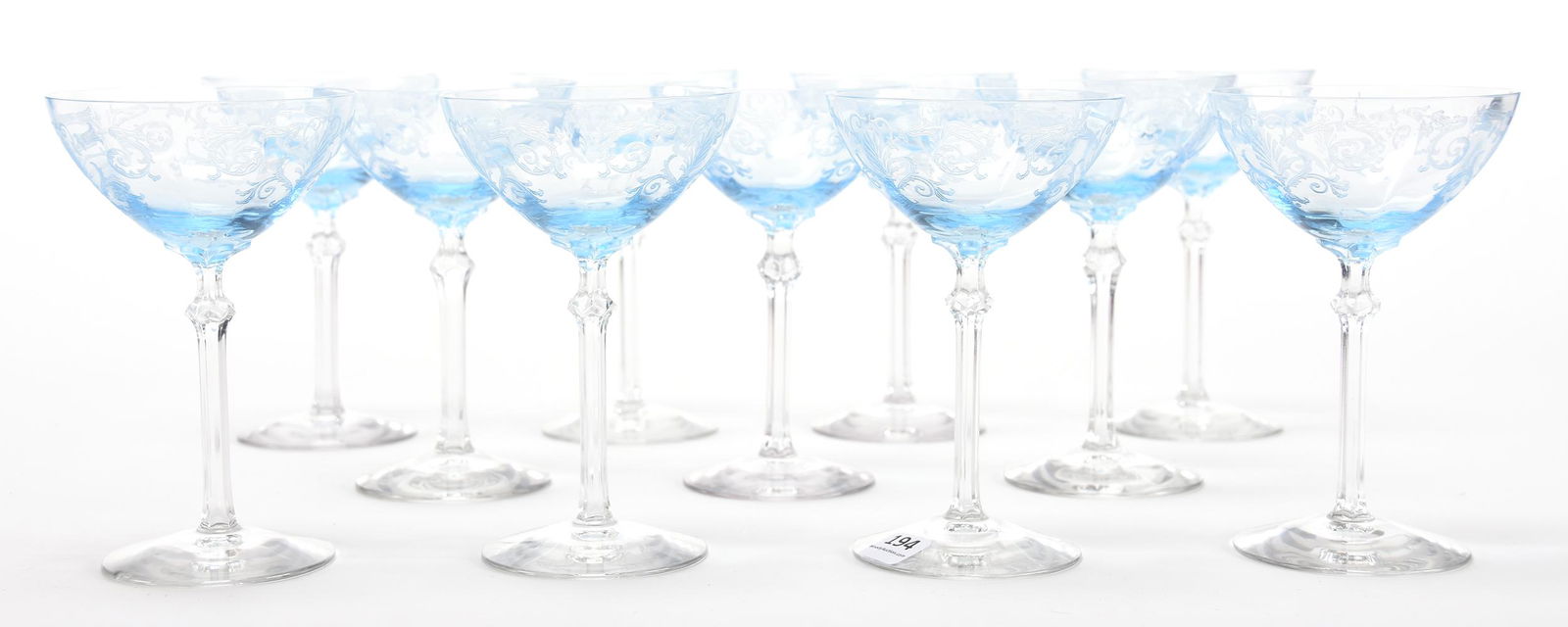 (11) Fostoria Versailles champagne stems, Azure blue (1 of 3)