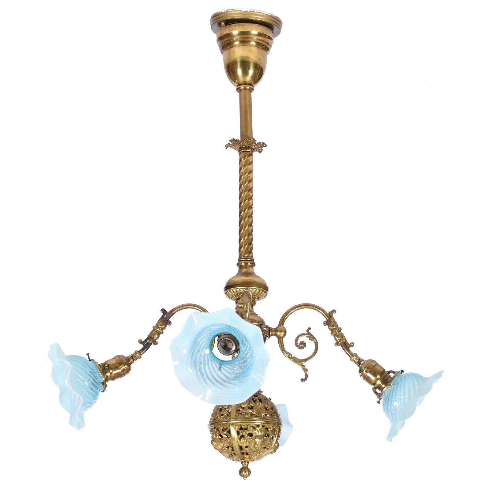 Solid brass hanging chandelier (1 of 3)