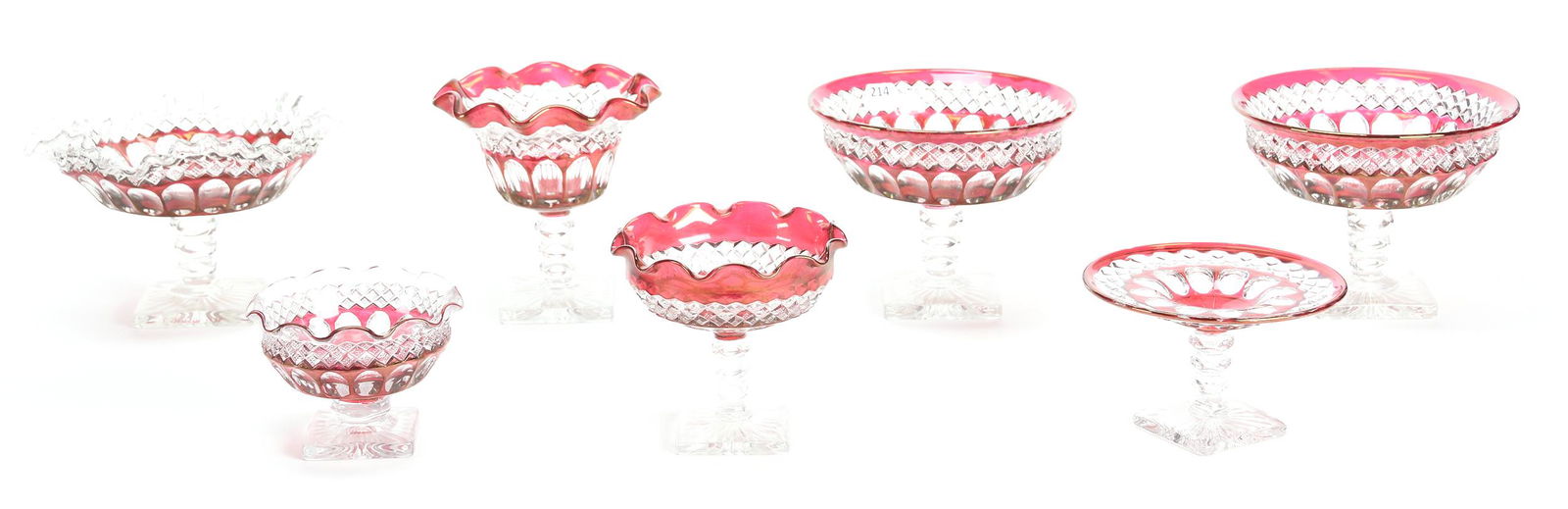 (7) Ruby Flash Westmoreland glass compotes (1 of 4)