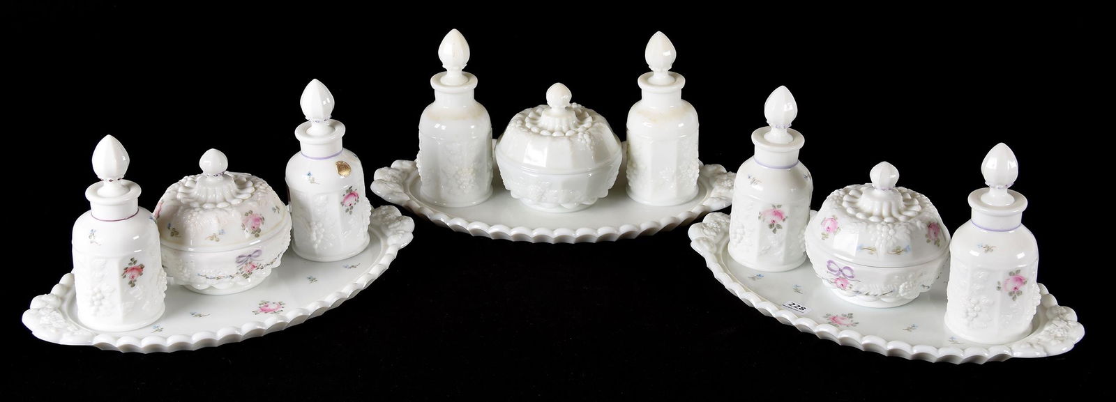 (3) Complete Westmoreland milk glass dresser sets (1 of 5)