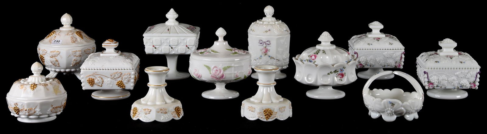 (12) Westmoreland decorated milk glass items (1 of 7)