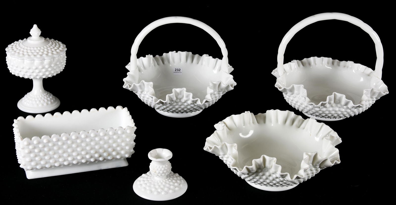 (6) Westmoreland hobnail milk glass items (1 of 4)