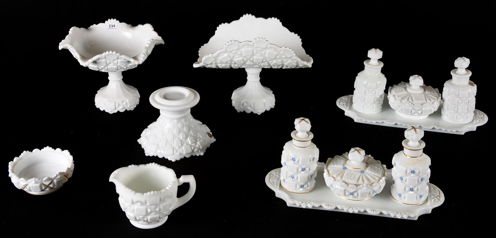 (13) Westmoreland Checkerboard milk glass items (1 of 4)