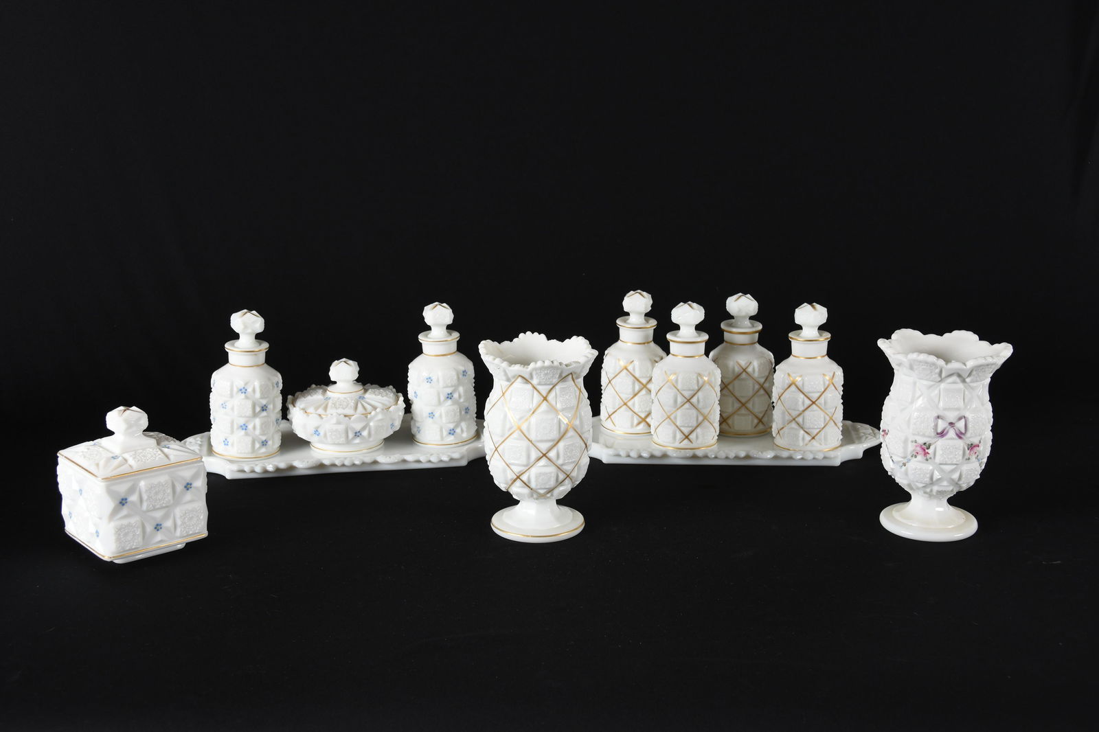 (12) Westmoreland Checkerboard milk glass items (1 of 6)
