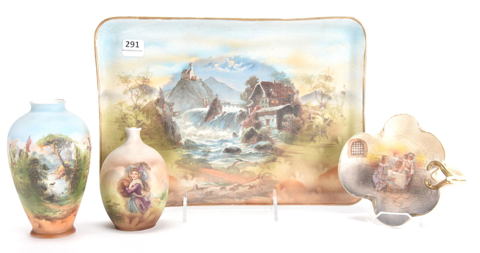 (4) Royal Bayreuth tapestry scenic items (1 of 3)