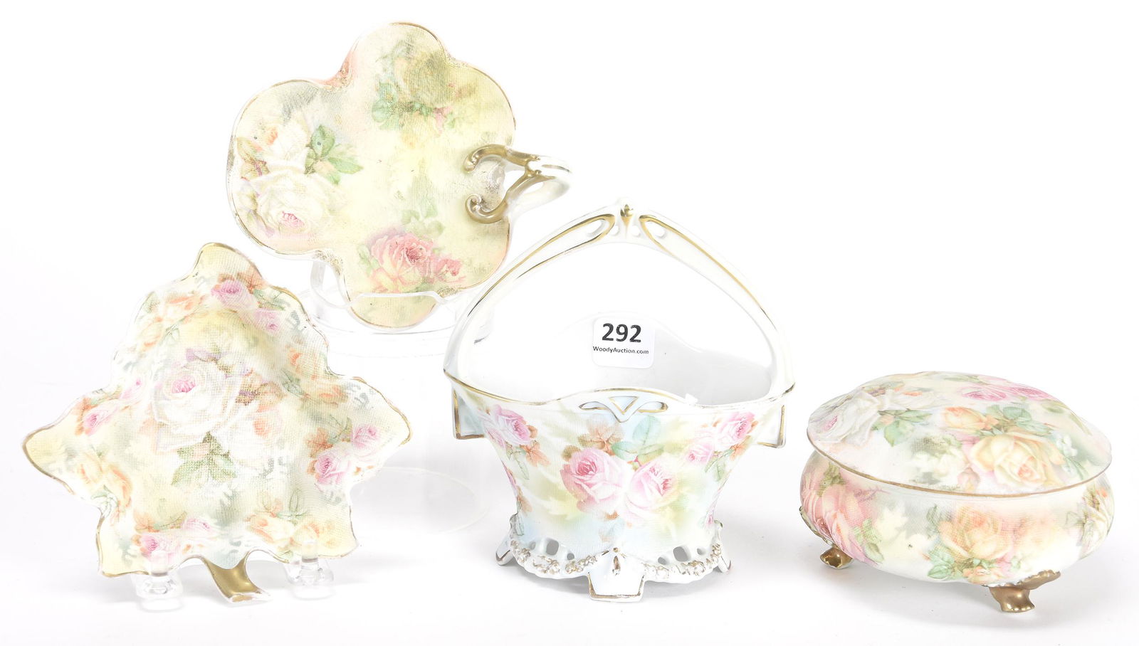 (4) Royal Bayreuth rose tapestry items (1 of 3)