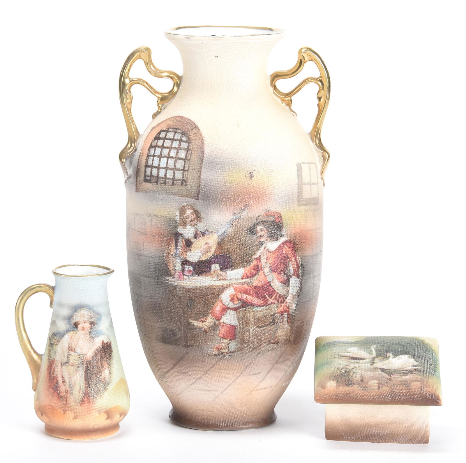 (3) Royal Bayreuth rose tapestry scenic items (1 of 3)