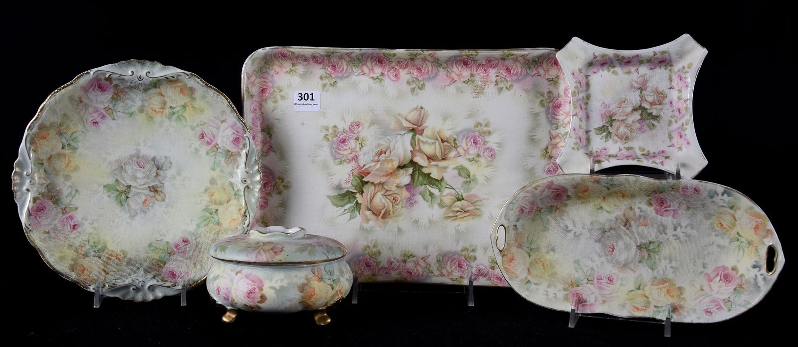 (5) Royal Bayreuth rose tapestry items (1 of 3)