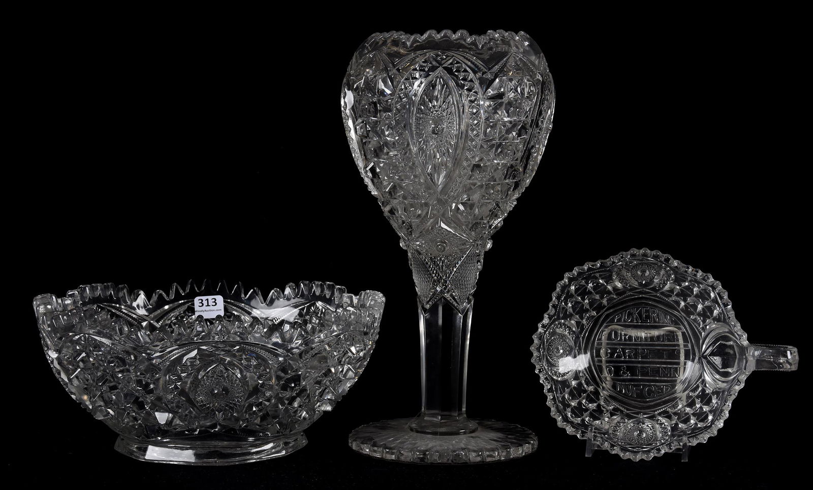 (3) Clear "Memphis" pattern glass items by Northwood (1 of 3)